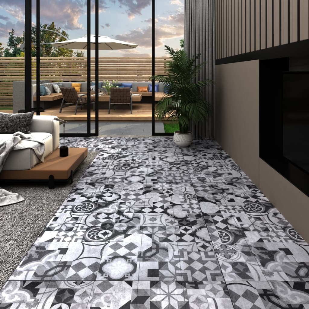 vidaXL selvhæftende PVC-gulvplanker 5,21 m² 2 mm grå mønster