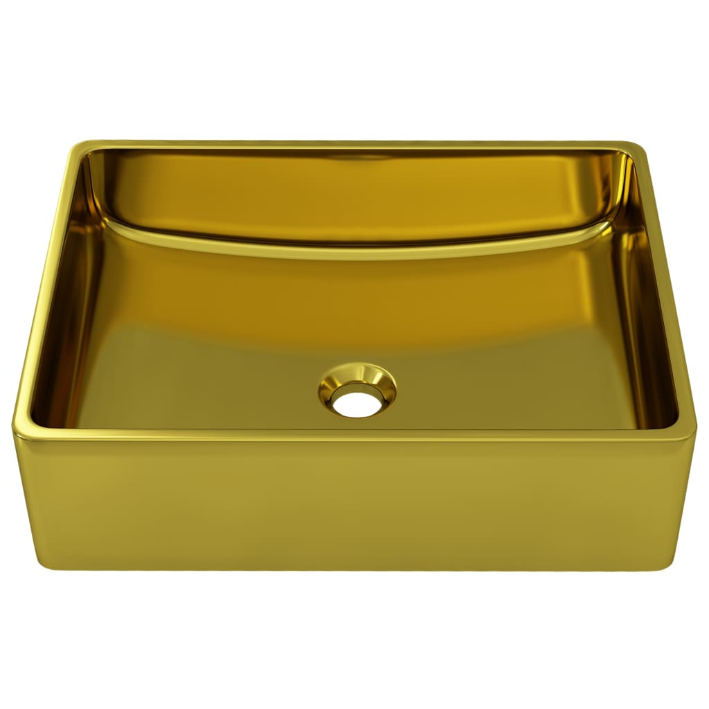 vidaXL håndvask 41 x 30 x 12 cm keramik guldfarvet