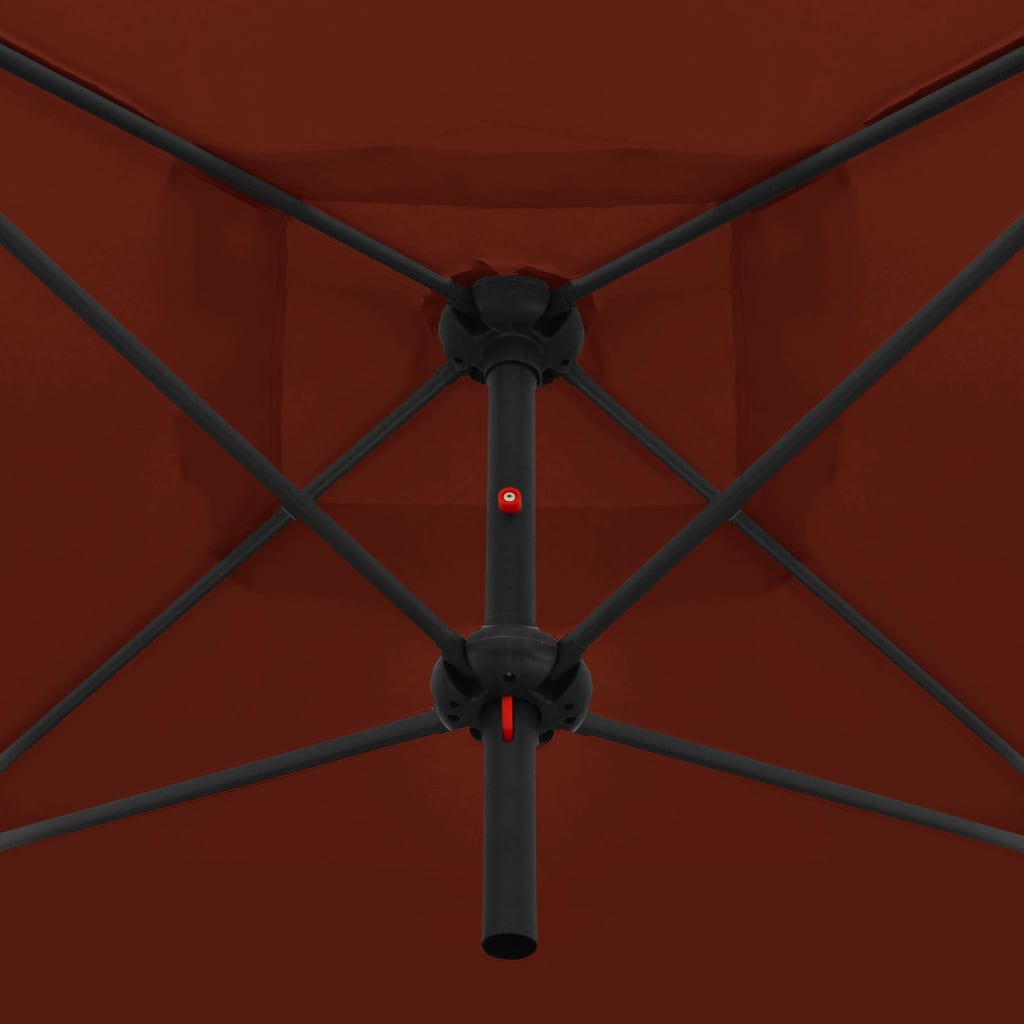 vidaXL dobbelt parasol med stålstang 250x250 cm teracotta