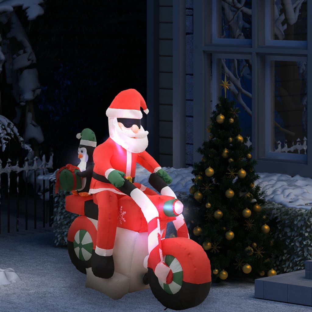 vidaXL oppustelig julemand på motorcykel LED IP44 160 cm