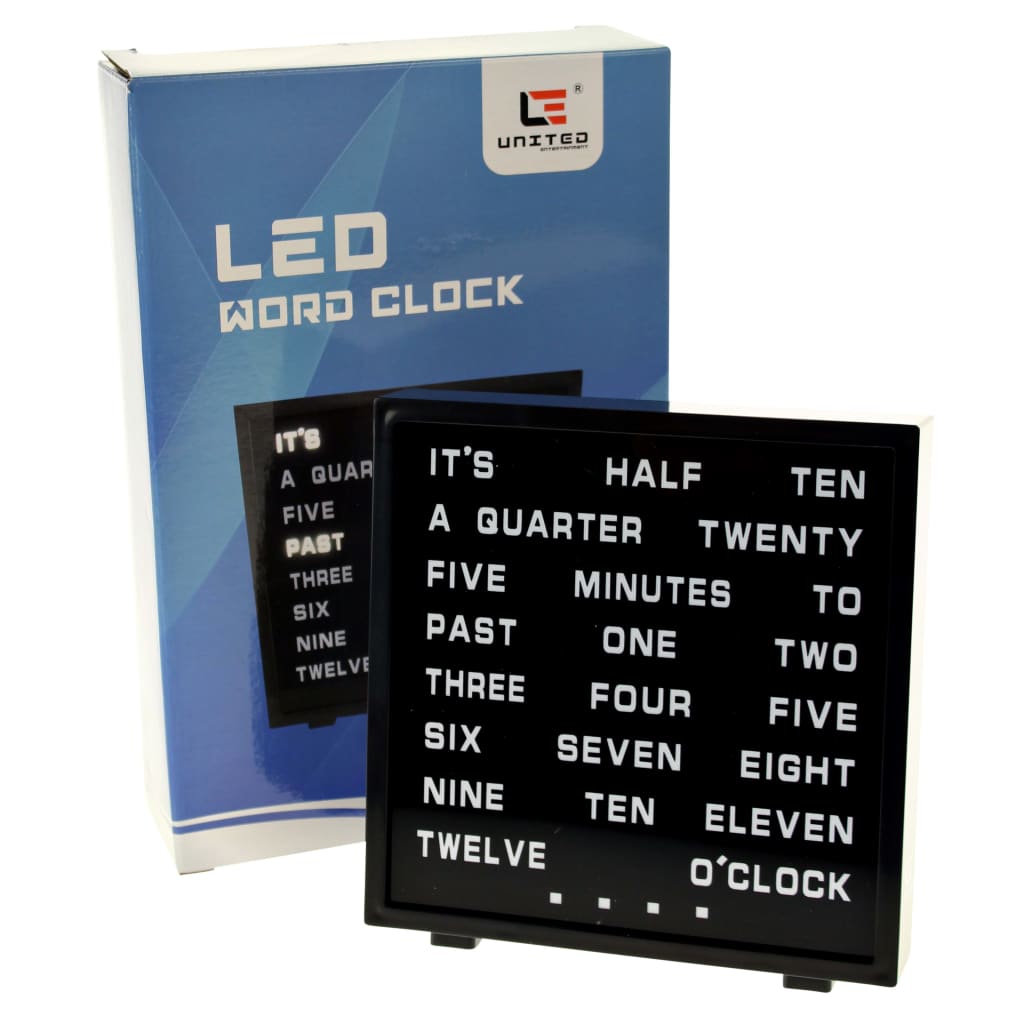 United Entertainment LED-ur med ord på engelsk 16,5x17 cm