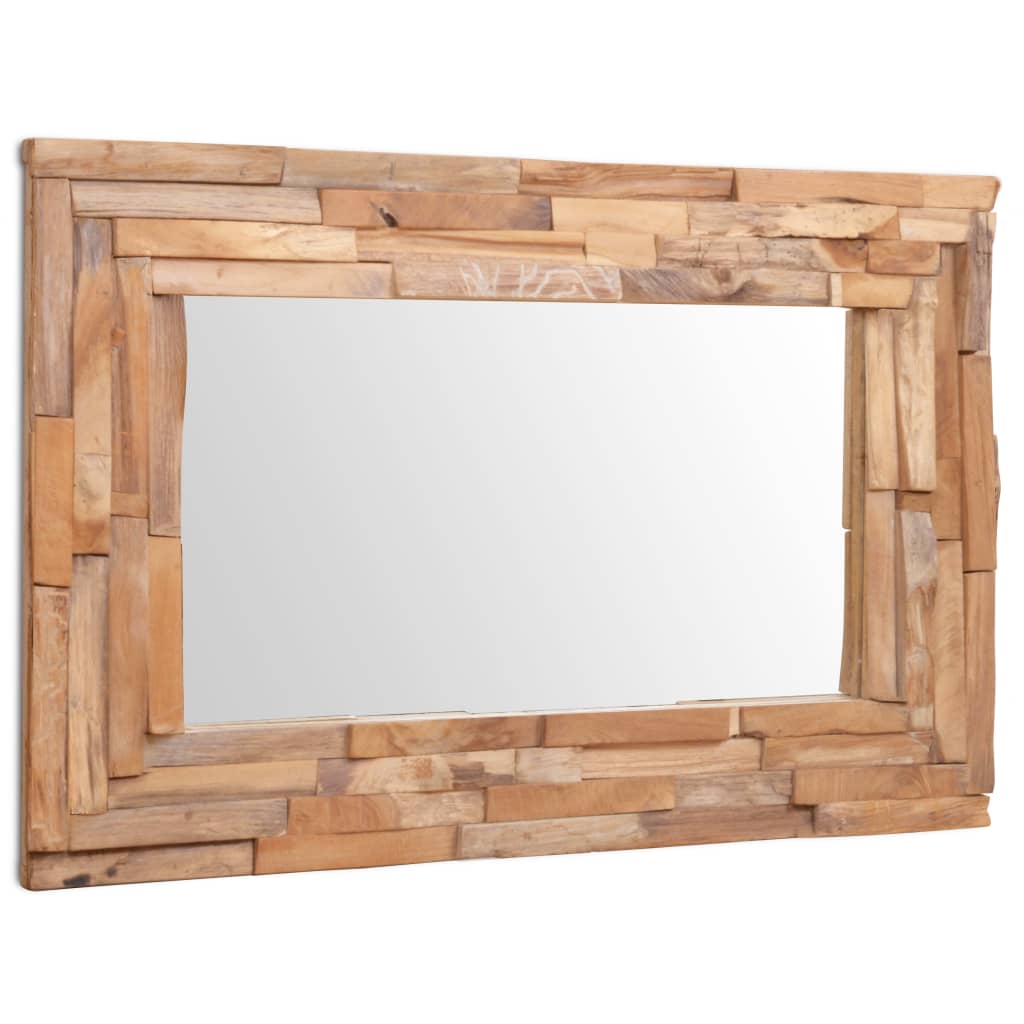 vidaXL dekorativt spejl i teak 90 x 60 cm rektangulært