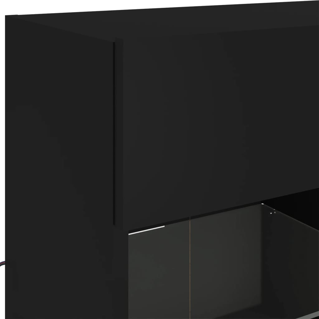 vidaXL væghængt tv-bord med LED-lys 78,5x30x60,5 cm sort