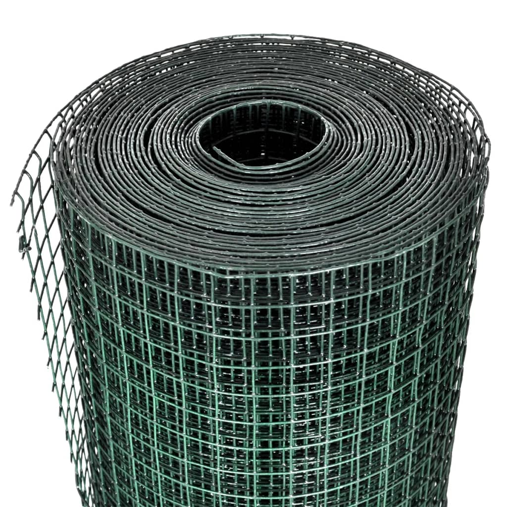 vidaXL hønsenet galvaniseret stål med PVC-belægning 10 x 1 m grøn