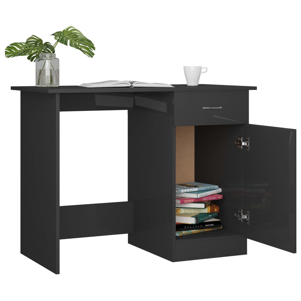 vidaXL skrivebord 100x50x76 cm konstrueret træ grå højglans