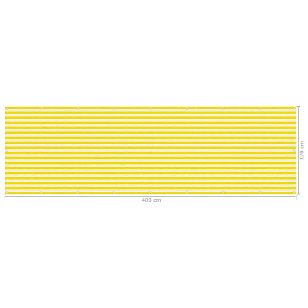 vidaXL altanafskærmning 120x400 cm HDPE gul og hvid