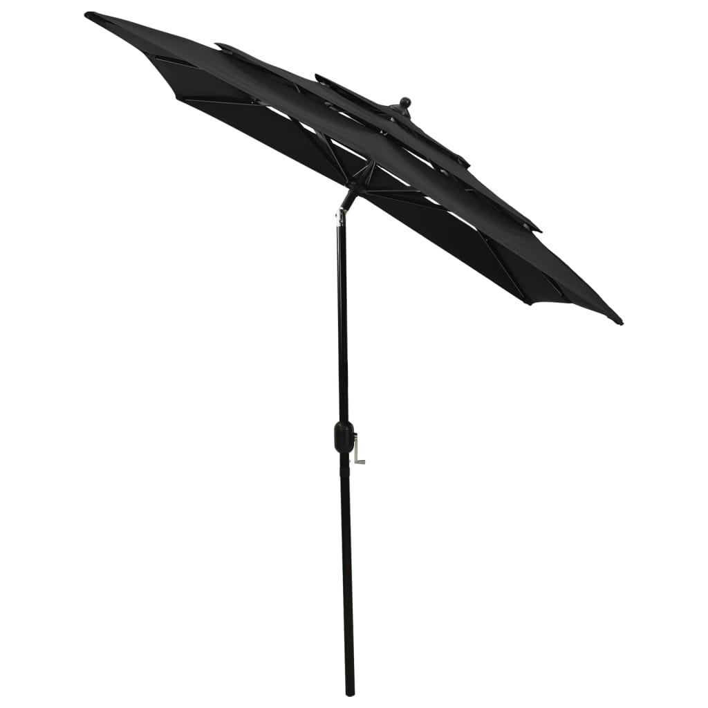 vidaXL parasol med aluminiumsstang i 3 niveauer 2x2 m sort