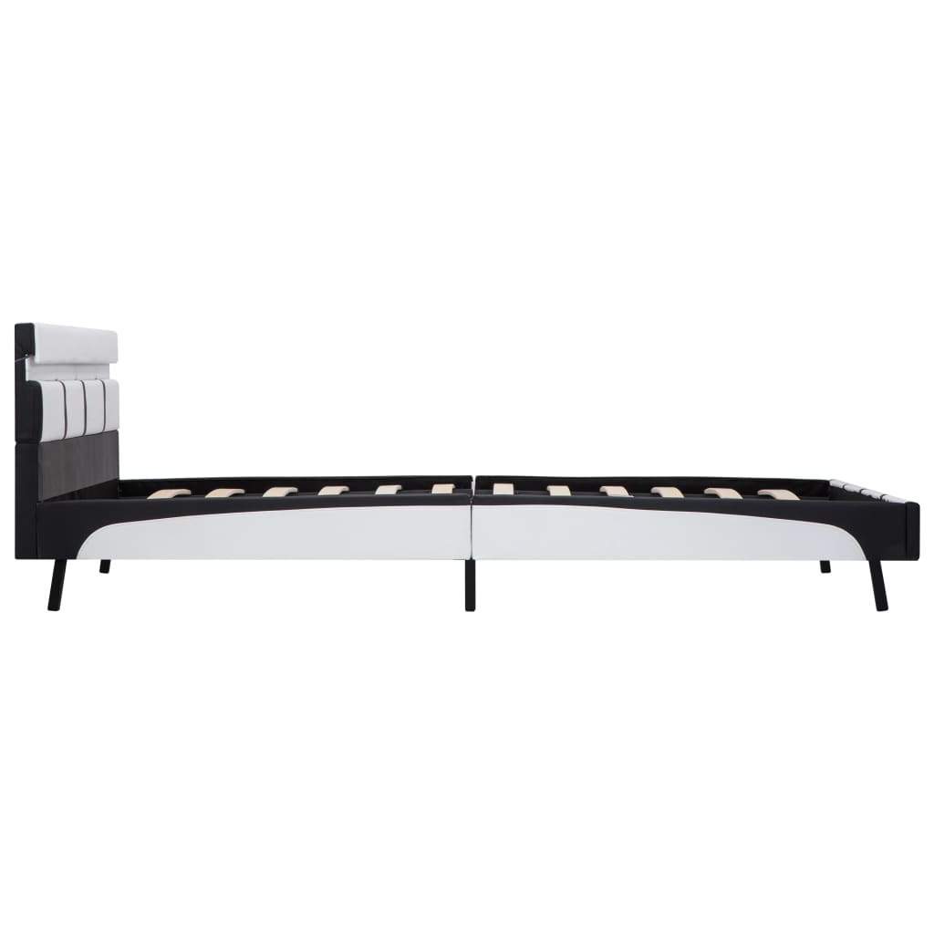 vidaXL sengestel med LED 140x200 cm kunstlæder sort og hvid
