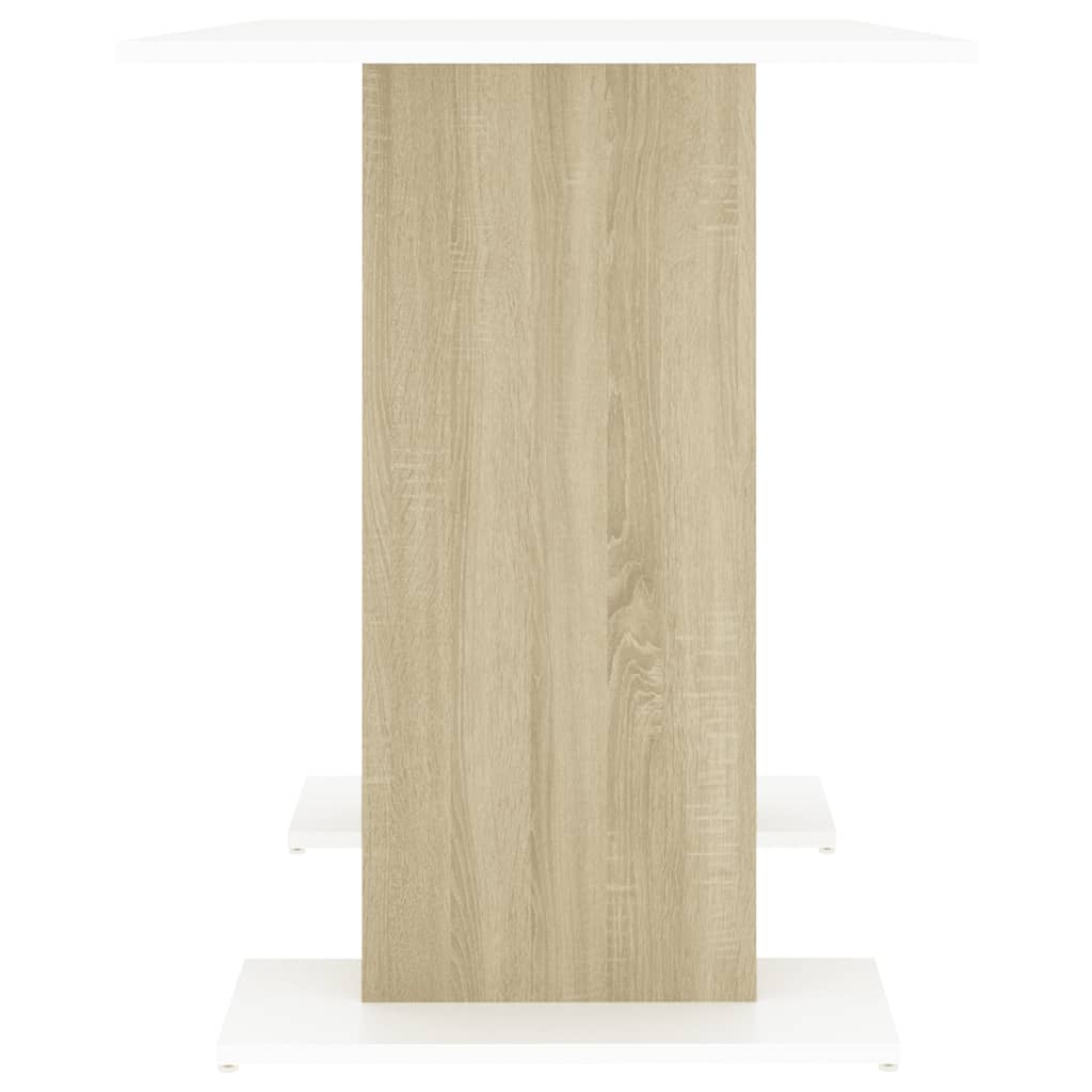vidaXL spisebord 110x60x75 cm konstrueret træ hvid og egetræsfarvet
