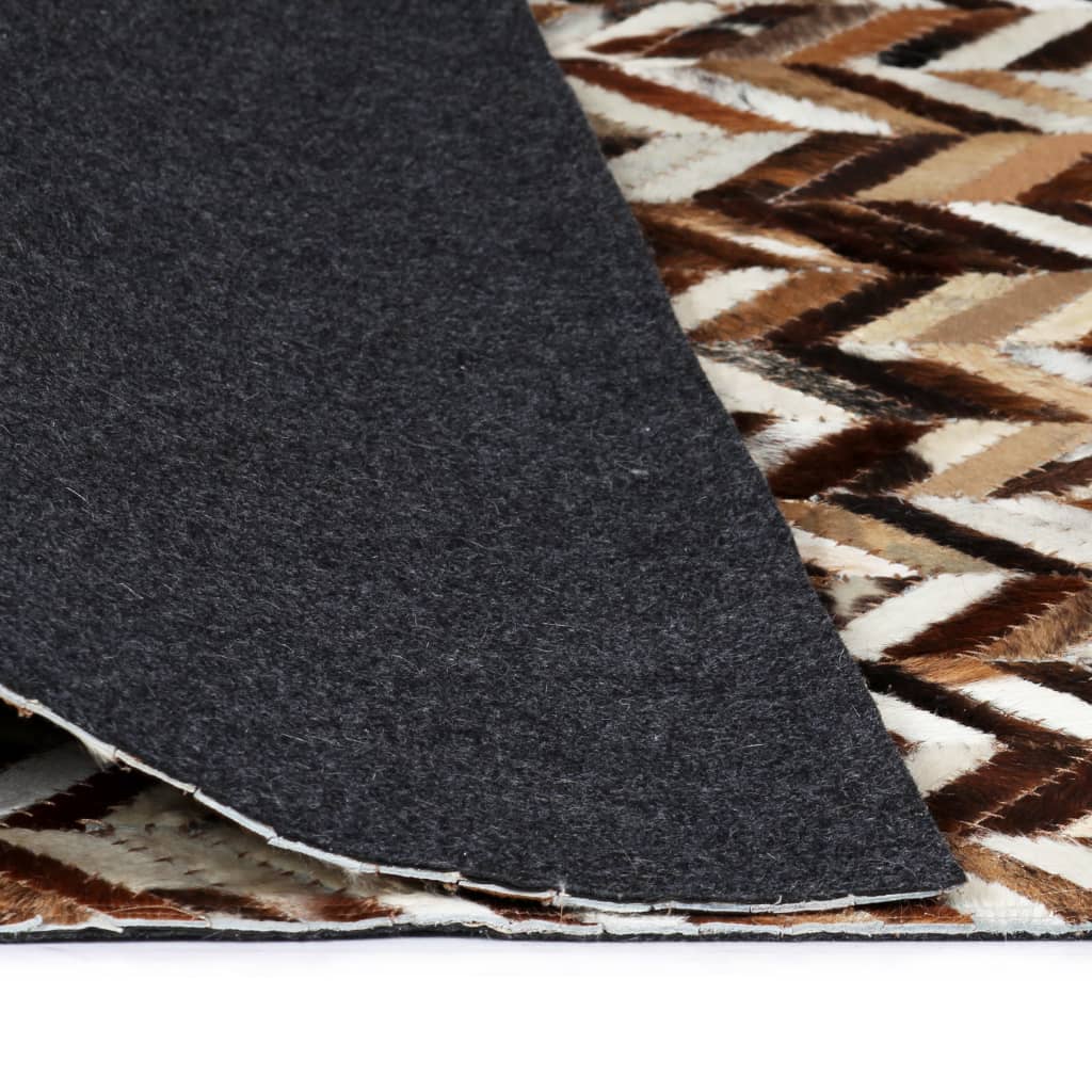 vidaXL tæppe ægte kolæder patchwork 120 x 170 cm dobbeltvinkel brun/hvid