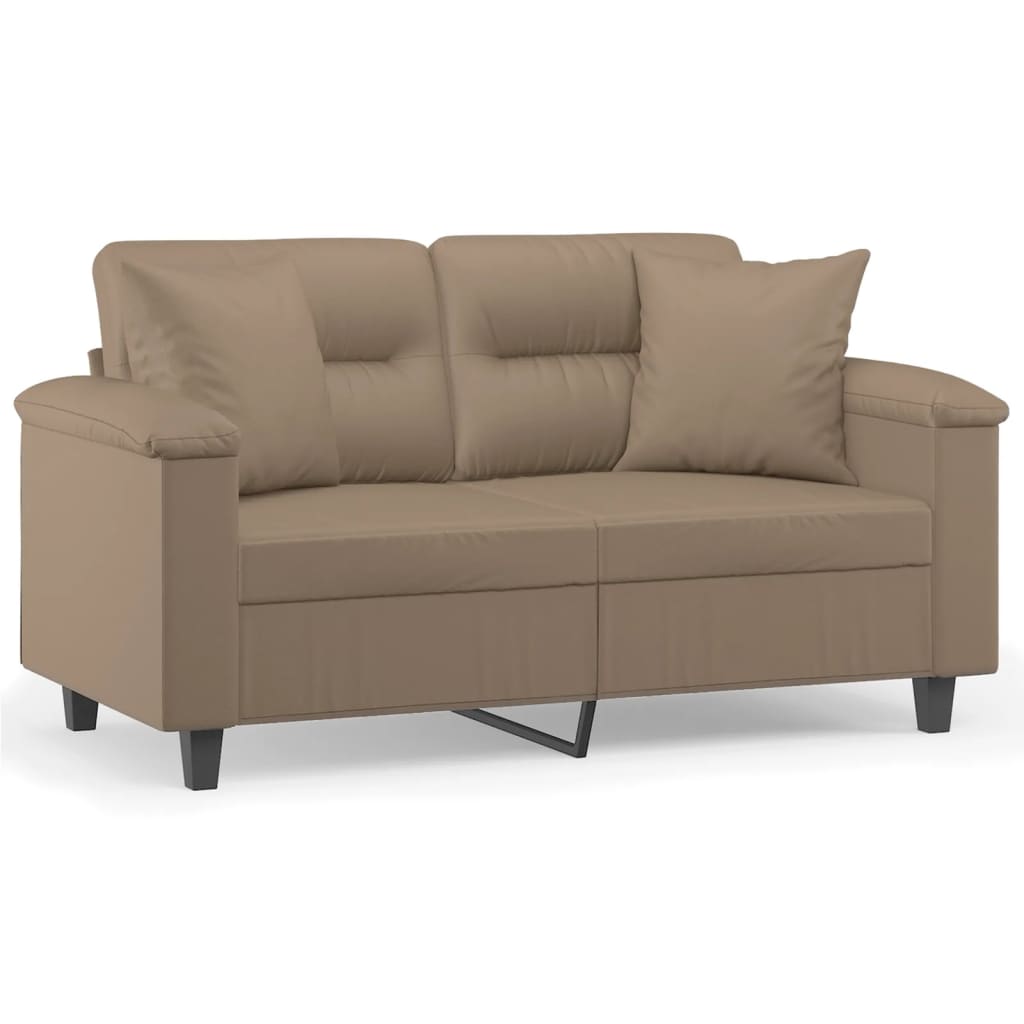 vidaXL 2-personers sofa med pyntepuder 120 cm kunstlæder cappuccino