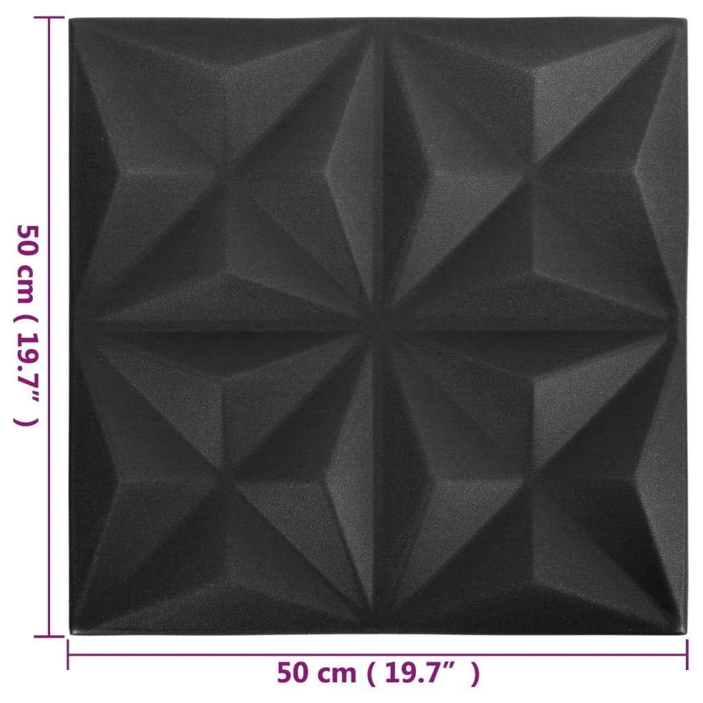 vidaXL 3D-vægpaneler 24 stk. 50x50 cm 6 m² origami sort