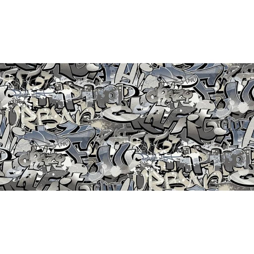 Noordwand tapet Good Vibes Graffiti grå og blå