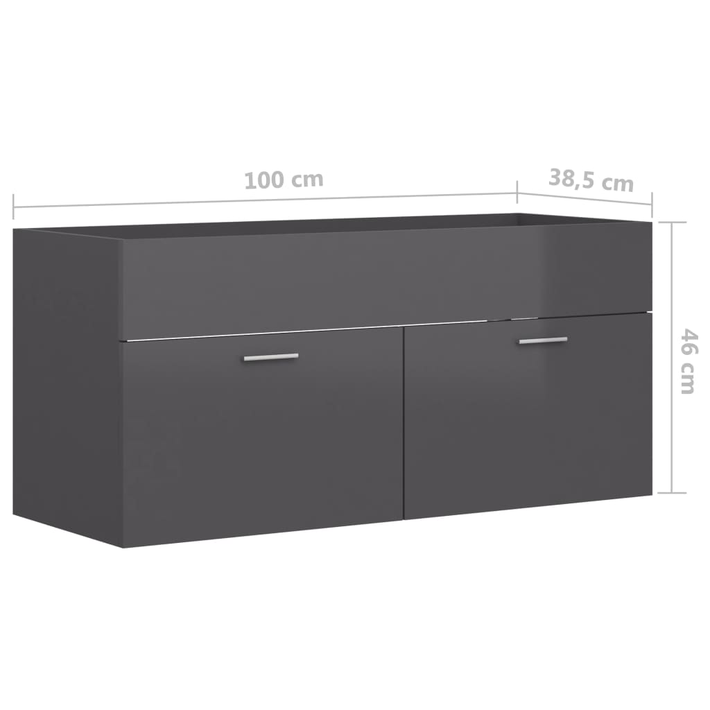 vidaXL vaskeskab 100x38,5x46 cm spånplade grå højglans