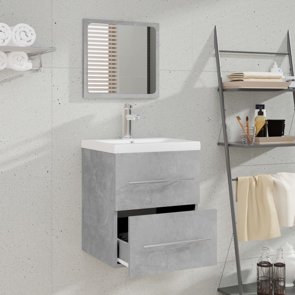 vidaXL badeværelsesskab + spejl 41x38,5x48 cm konstrueret træ betongrå