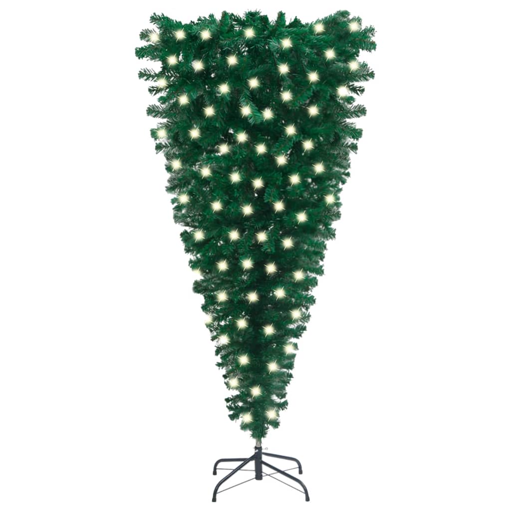 vidaXL kunstigt omvendt juletræ med lys 150 cm grøn