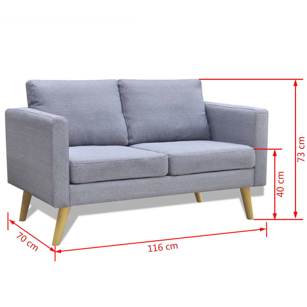 vidaXL sofa 2-pers. stof lysegrå