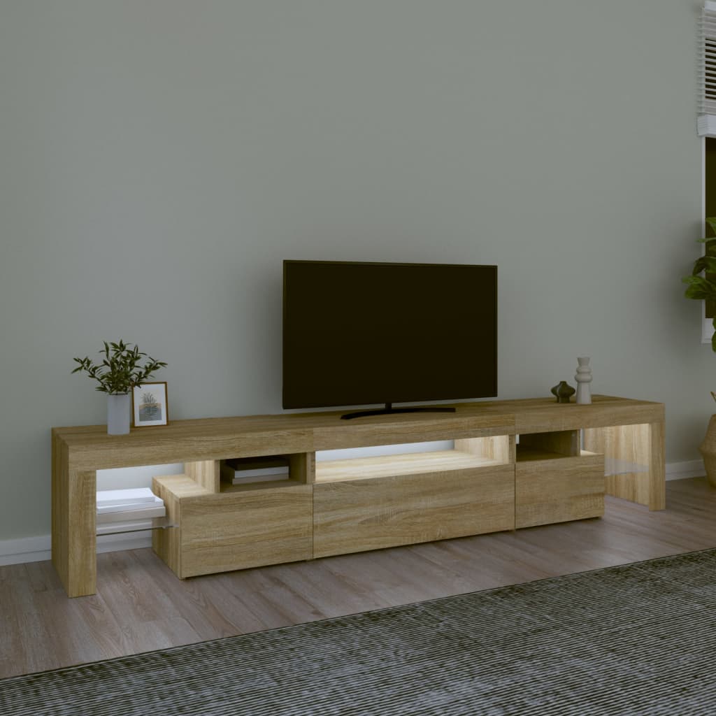 vidaXL tv-skab med LED-lys 215x36,5x40 cm sonoma-eg