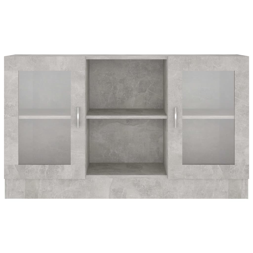 vidaXL vitrineskab 120x30,5x70 cm spånplade betongrå