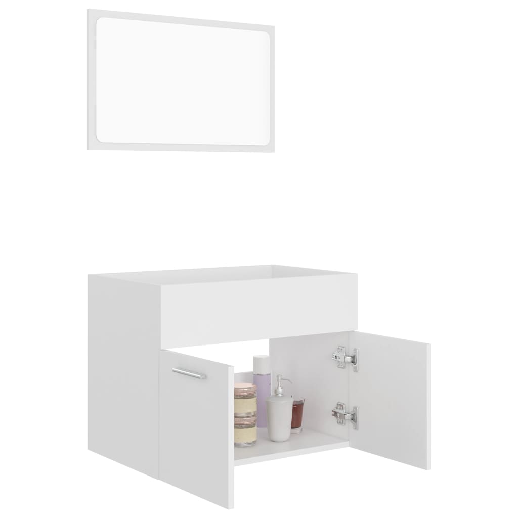 vidaXL møbelsæt til badeværelse 2 dele konstrueret træ hvid