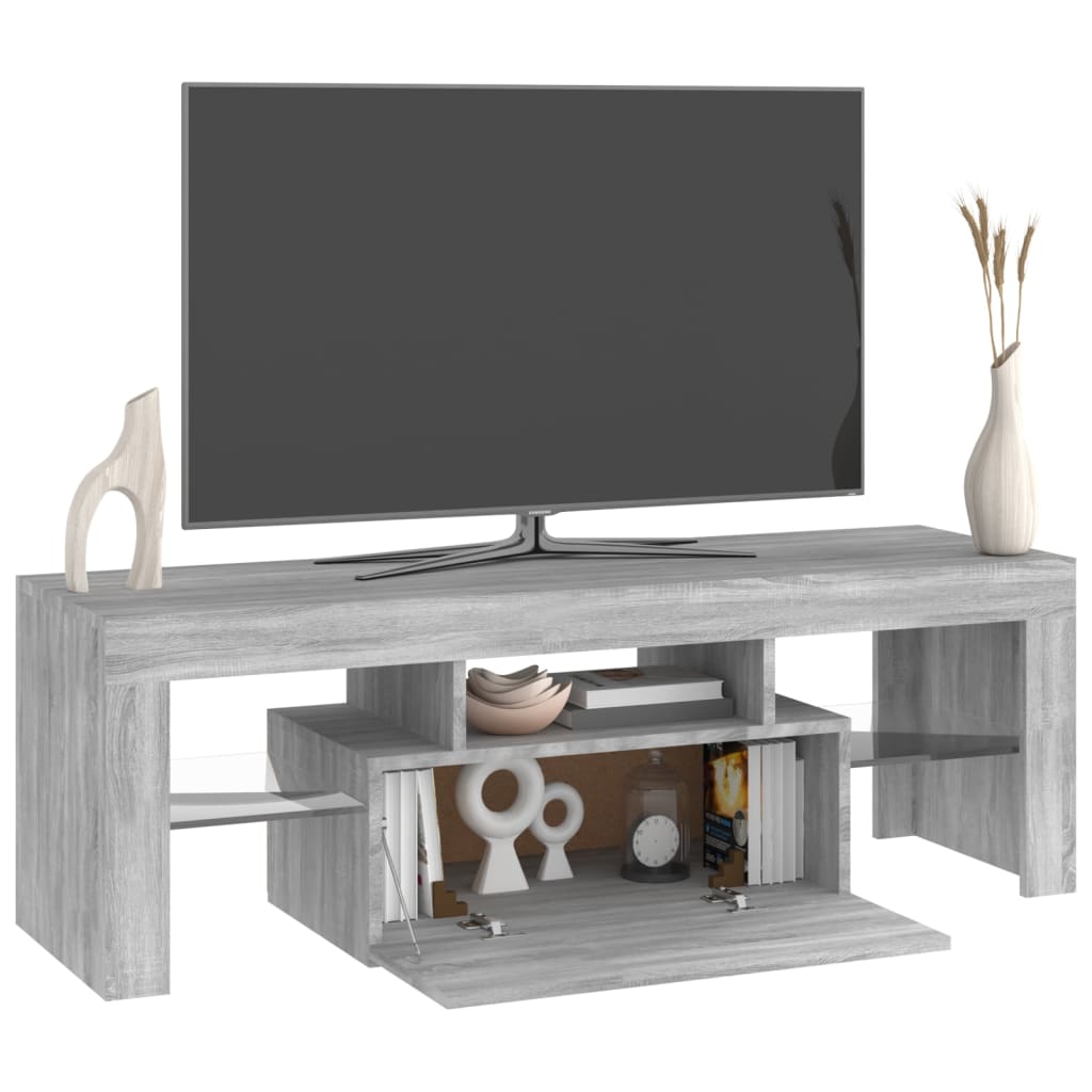 vidaXL tv-bord med LED-lys 120x35x40 cm grå sonoma-eg