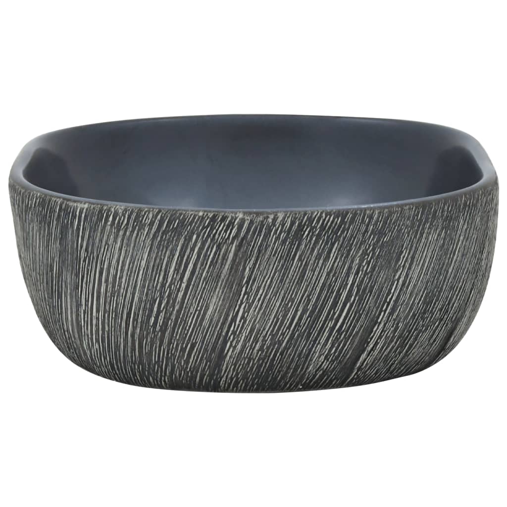 vidaXL håndvask til bordplade 47x33x13 cm oval keramik sort og grå