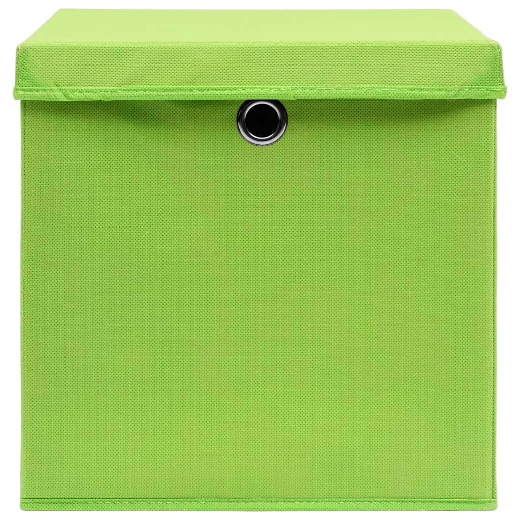 vidaXL opbevaringskasser med låg 4 stk. 32x32x32 stof grøn