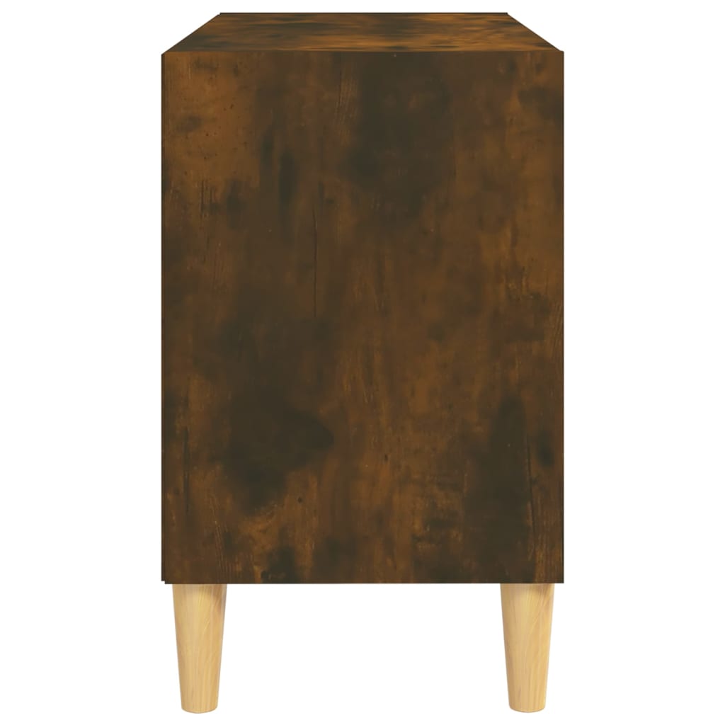 vidaXL tv-bord med massive træben 69,5x30x50 cm røget egetræsfarve