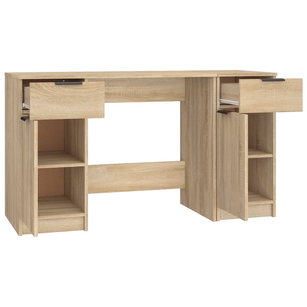 vidaXL skrivebord med sideskab konstrueret træ sonoma-eg