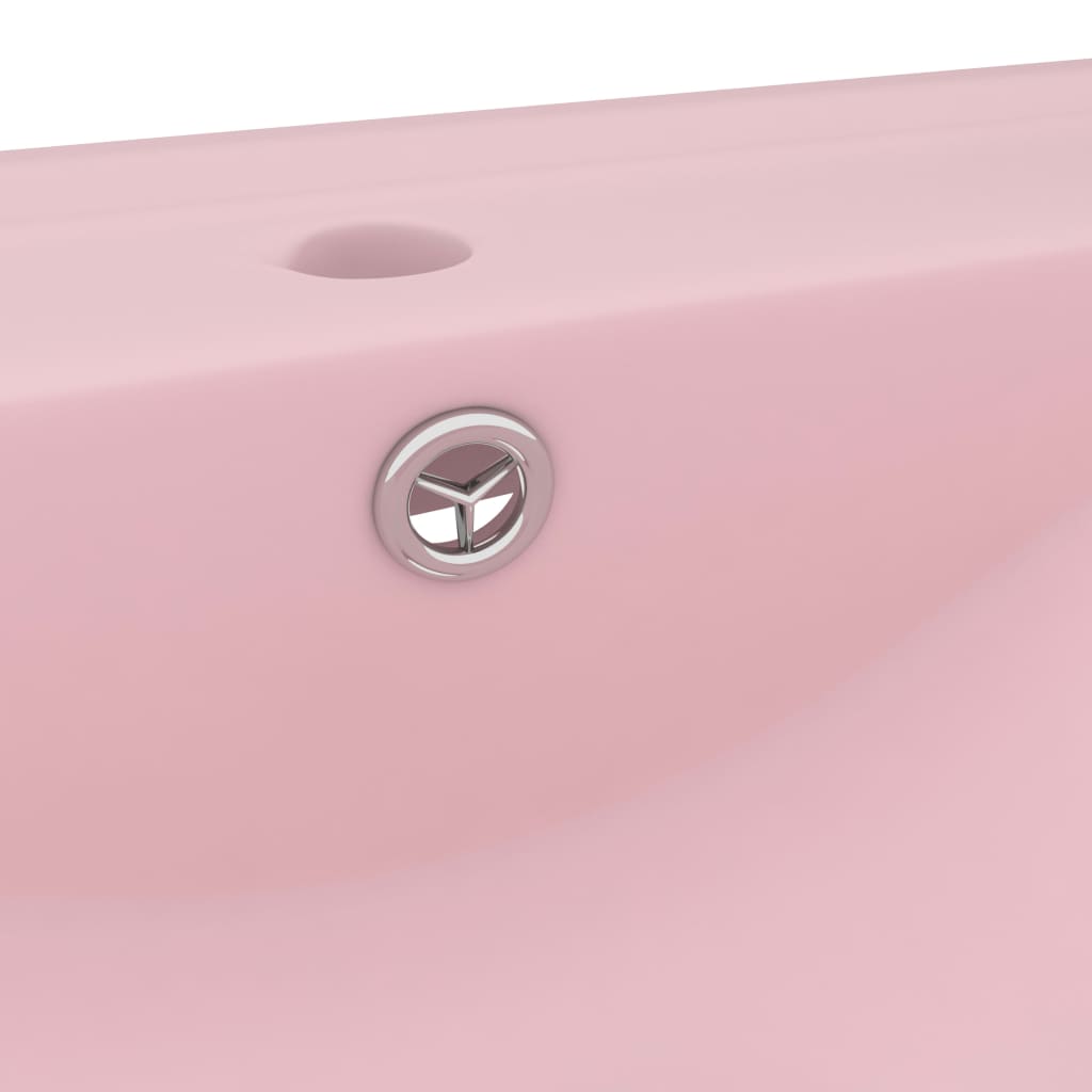 vidaXL luksuriøs håndvask med vandhanehul 60x46 cm keramisk mat pink