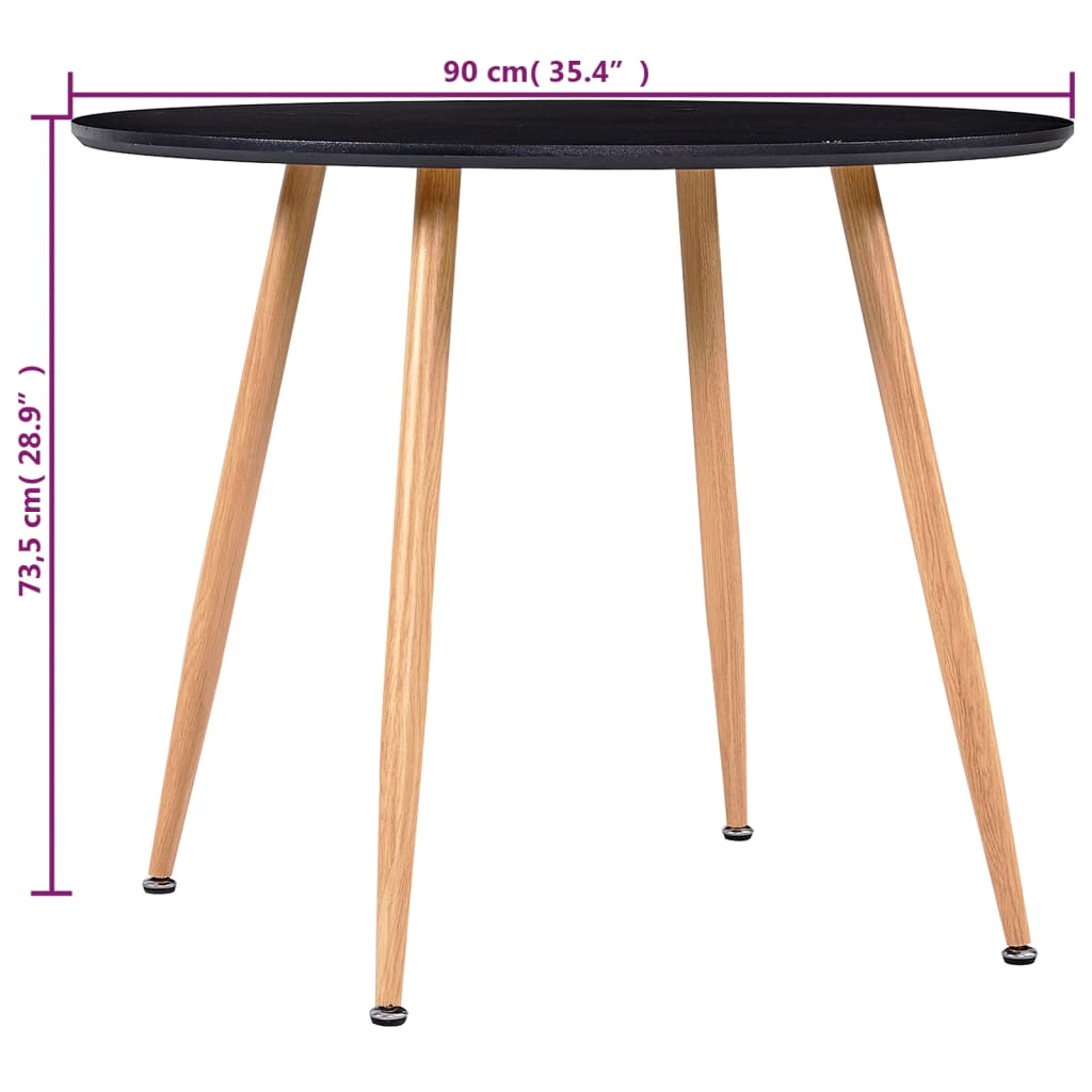 vidaXL spisebord 90 x 73,5 cm MDF sort og egetræsfarve