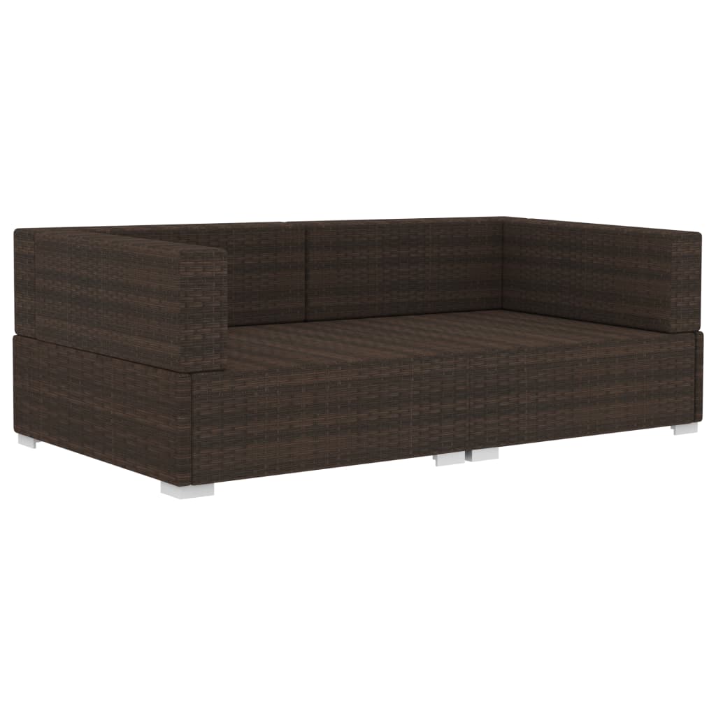vidaXL hjørnesæde til sofa med hynder 2 stk. polyrattan brun