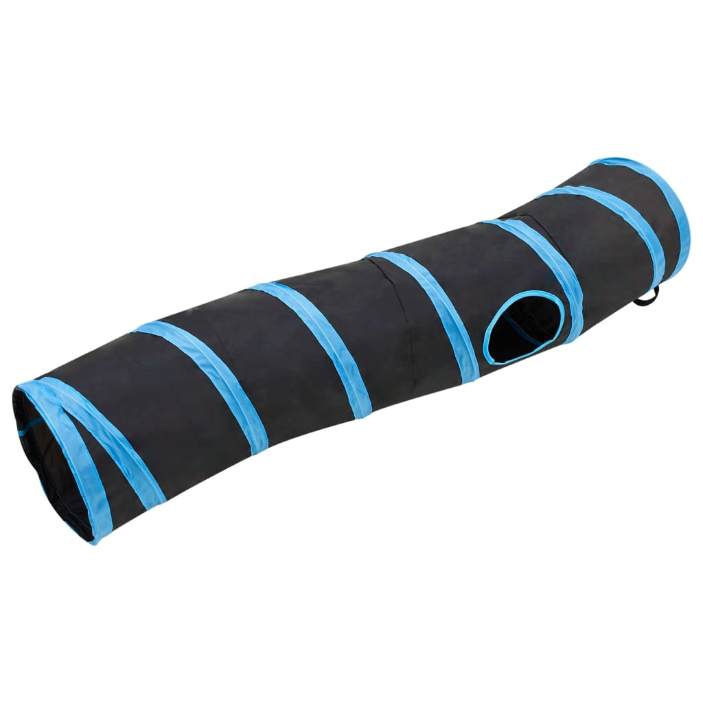 vidaXL kattetunnel 122 cm S-formet polyester sort og blå