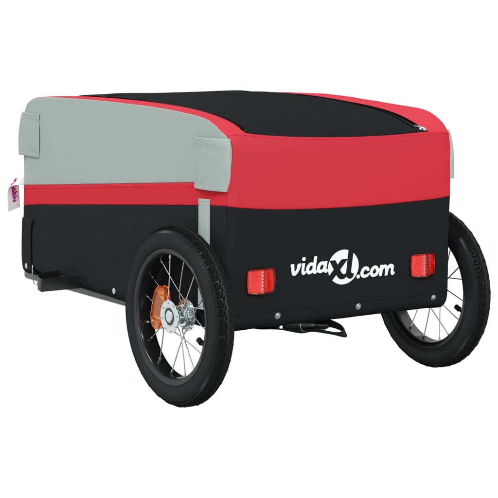 vidaXL cykelanhænger 30 kg jern sort og rød