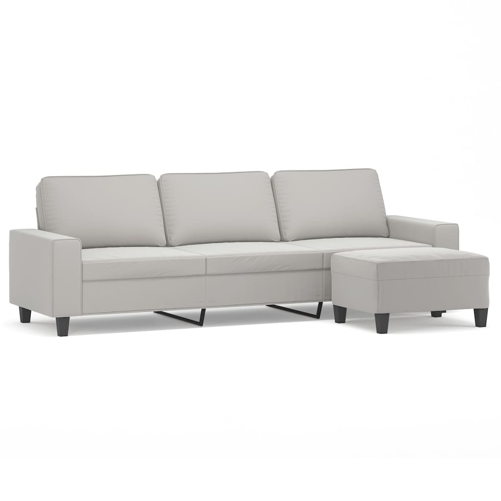 vidaXL 3-personers sofa med fodskammel 210 cm mikrofiberstof lysegrå