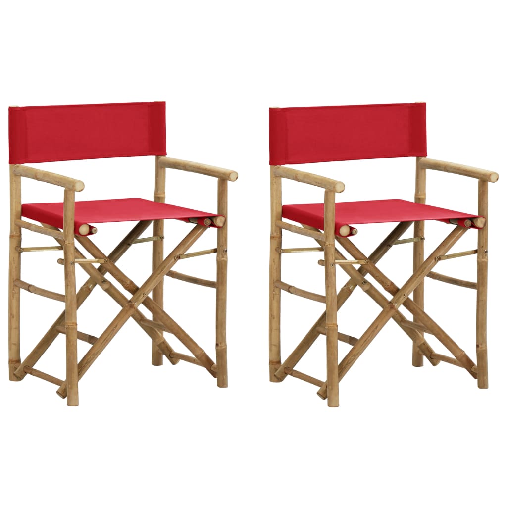 vidaXL foldbare instruktørstole 2 stk. bambus og stof rød