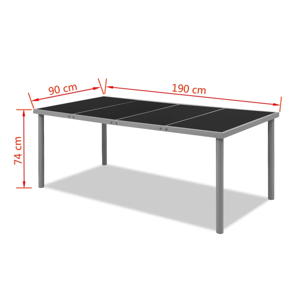vidaXL udendørs spisebordssæt 9 dele stål sort