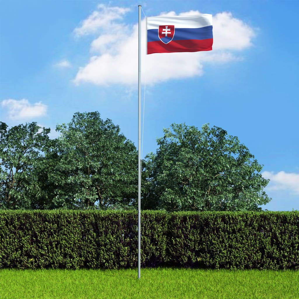 vidaXL Slovakiets flag og flagstang 6,2 m aluminium