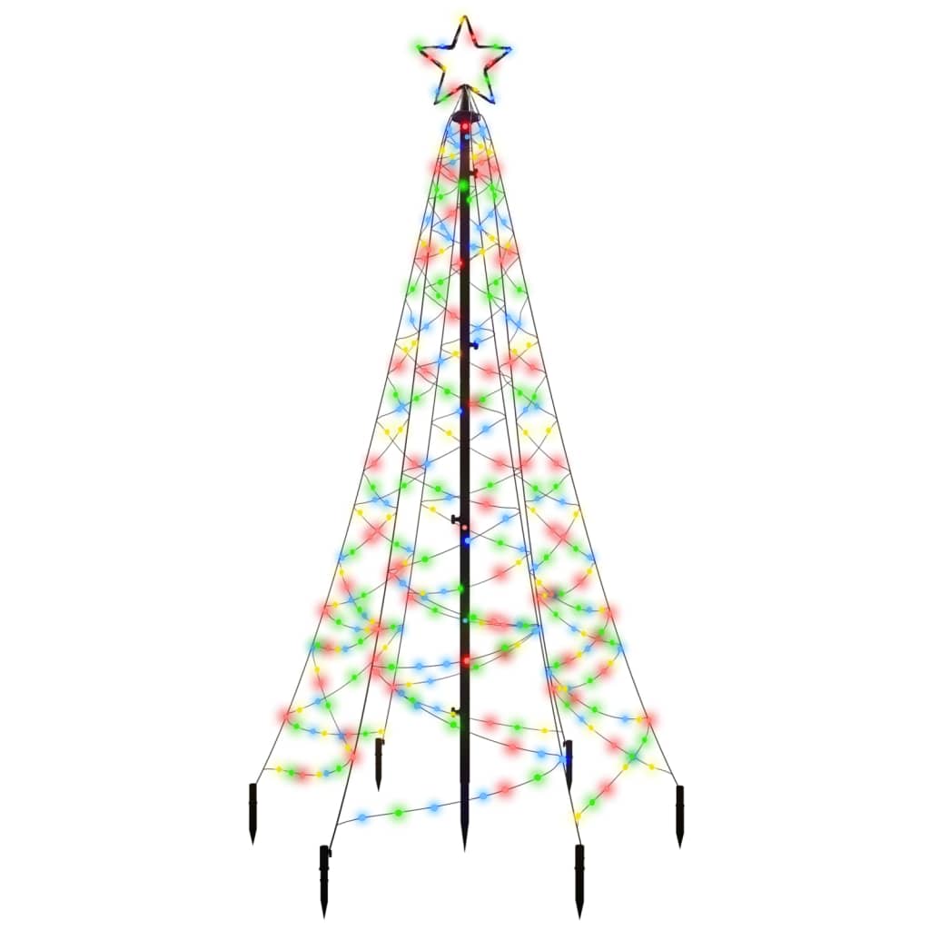 vidaXL juletræ med spyd 200 LED'er 180 cm flerfarvet