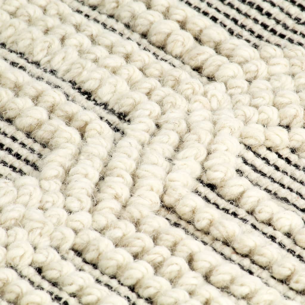 vidaXL gulvtæppe 80 x 150 cm håndvævet uld hvid/sort