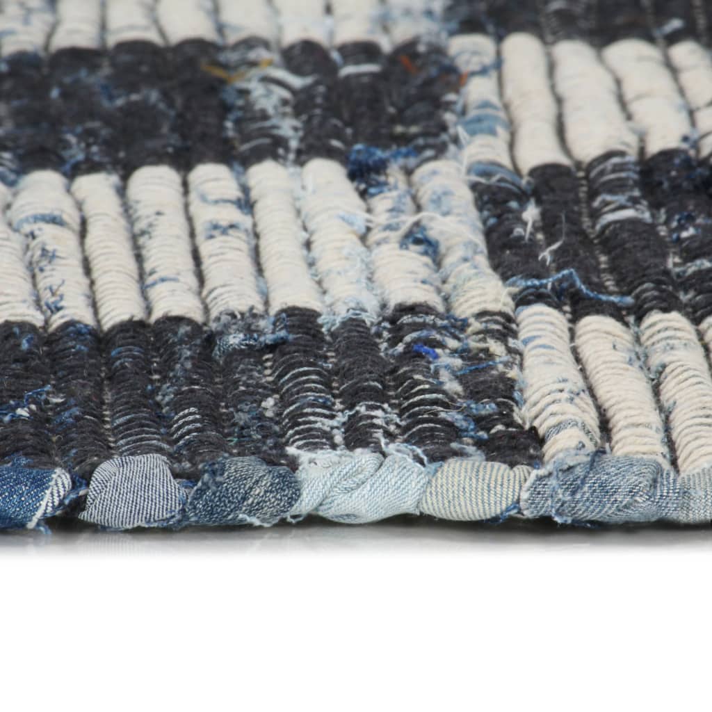 vidaXL håndvævet chindi-tæppe denim 120 x 170 cm blå