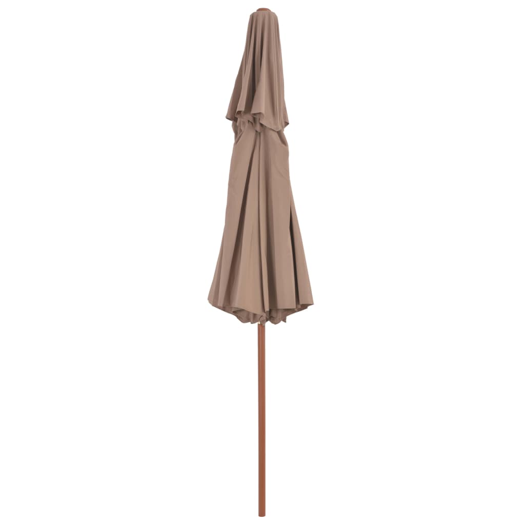 vidaXL dobbelt parasol med træstang 270 cm gråbrun