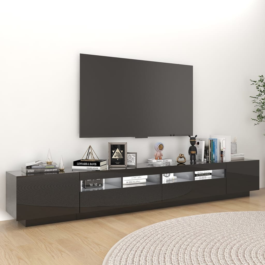 vidaXL tv-skab med LED-lys 260x35x40 cm sort højglans