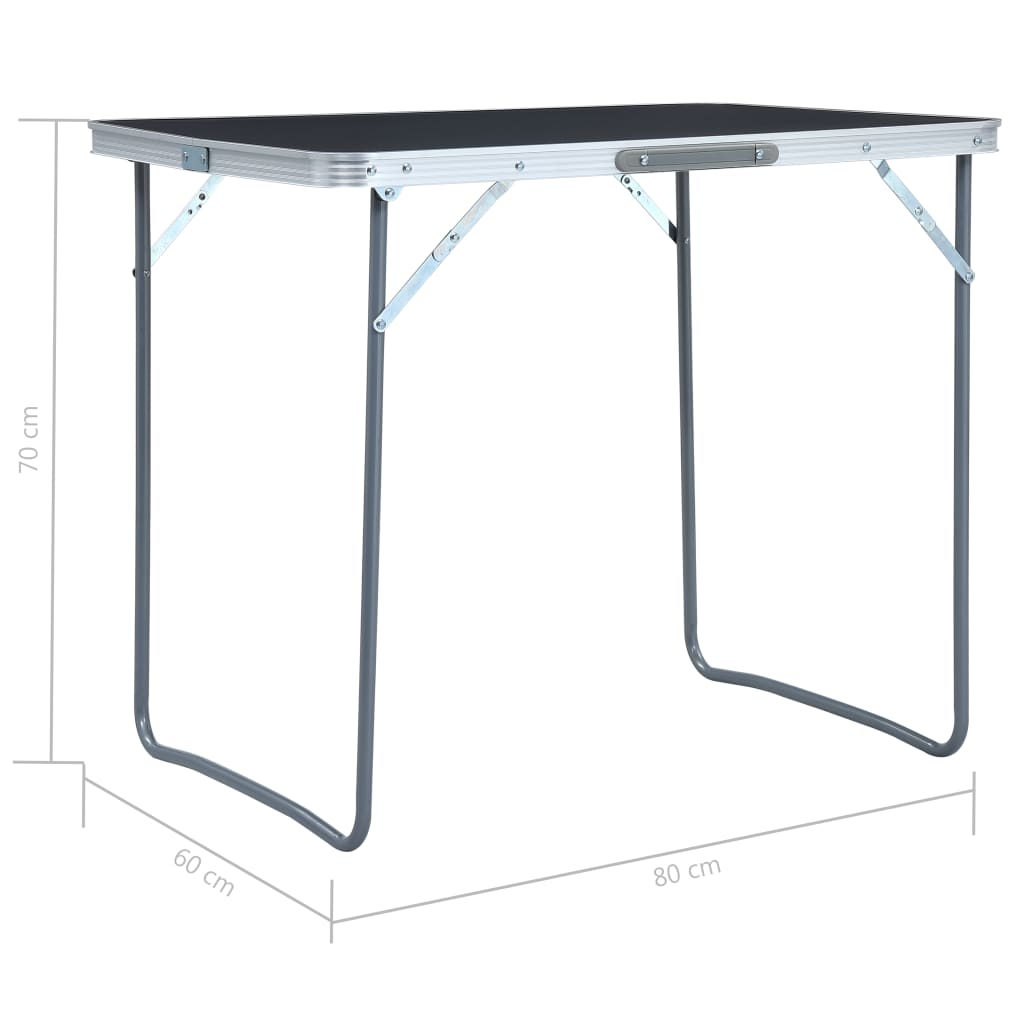 vidaXL foldbart campingbord med metalstel 80x60 cm grå