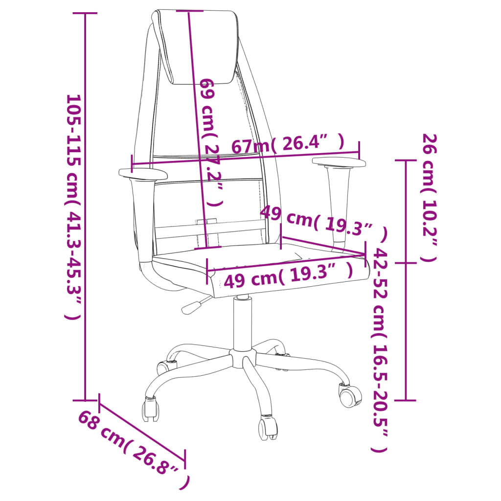 vidaXL kontorstol med justerbar højde meshstof og kunstlæder grå
