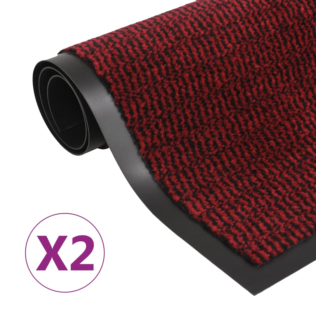 vidaXL måtter med støvkontrol rektangulær 2 stk. tuftet 80 x 120 cm rød