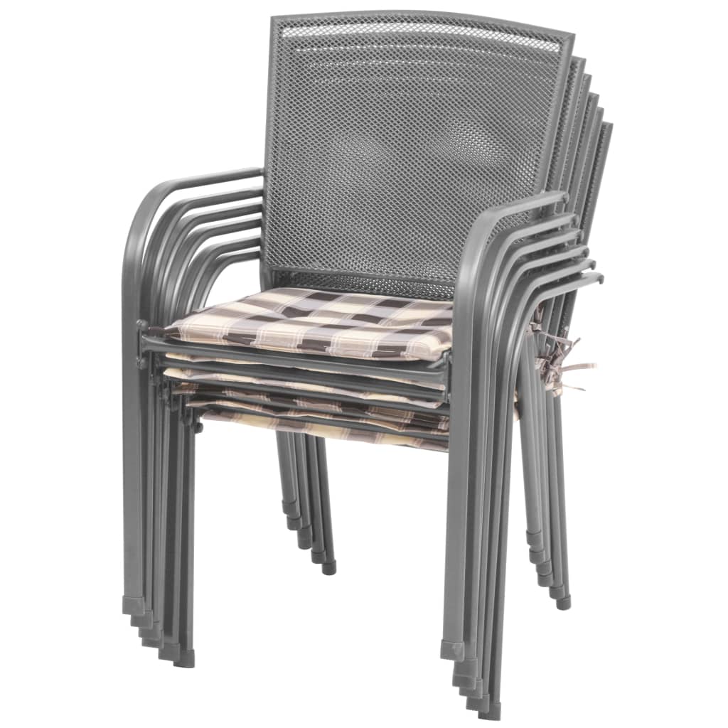 vidaXL udendørs spisebordssæt 7 dele med hynder stål antracitgrå