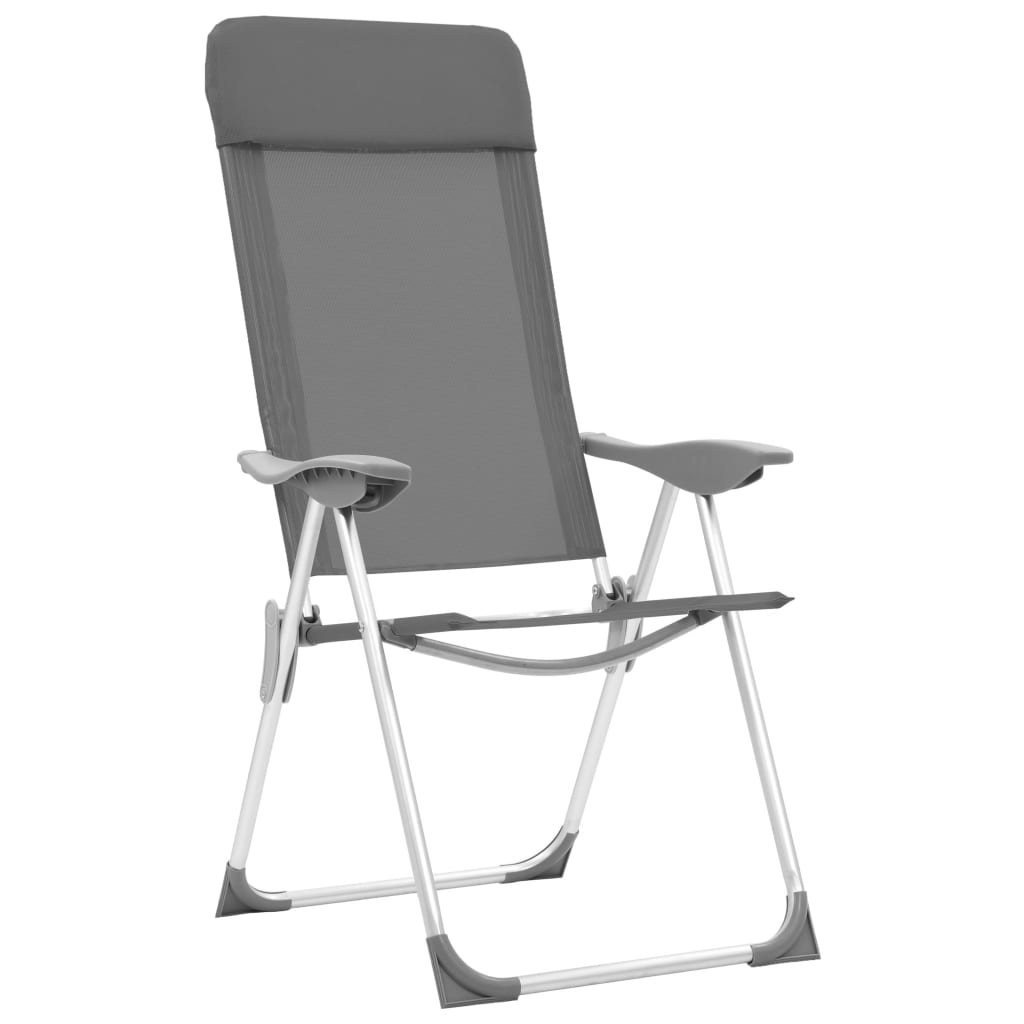 vidaXL foldbare campingstole 2 stk. aluminium grå