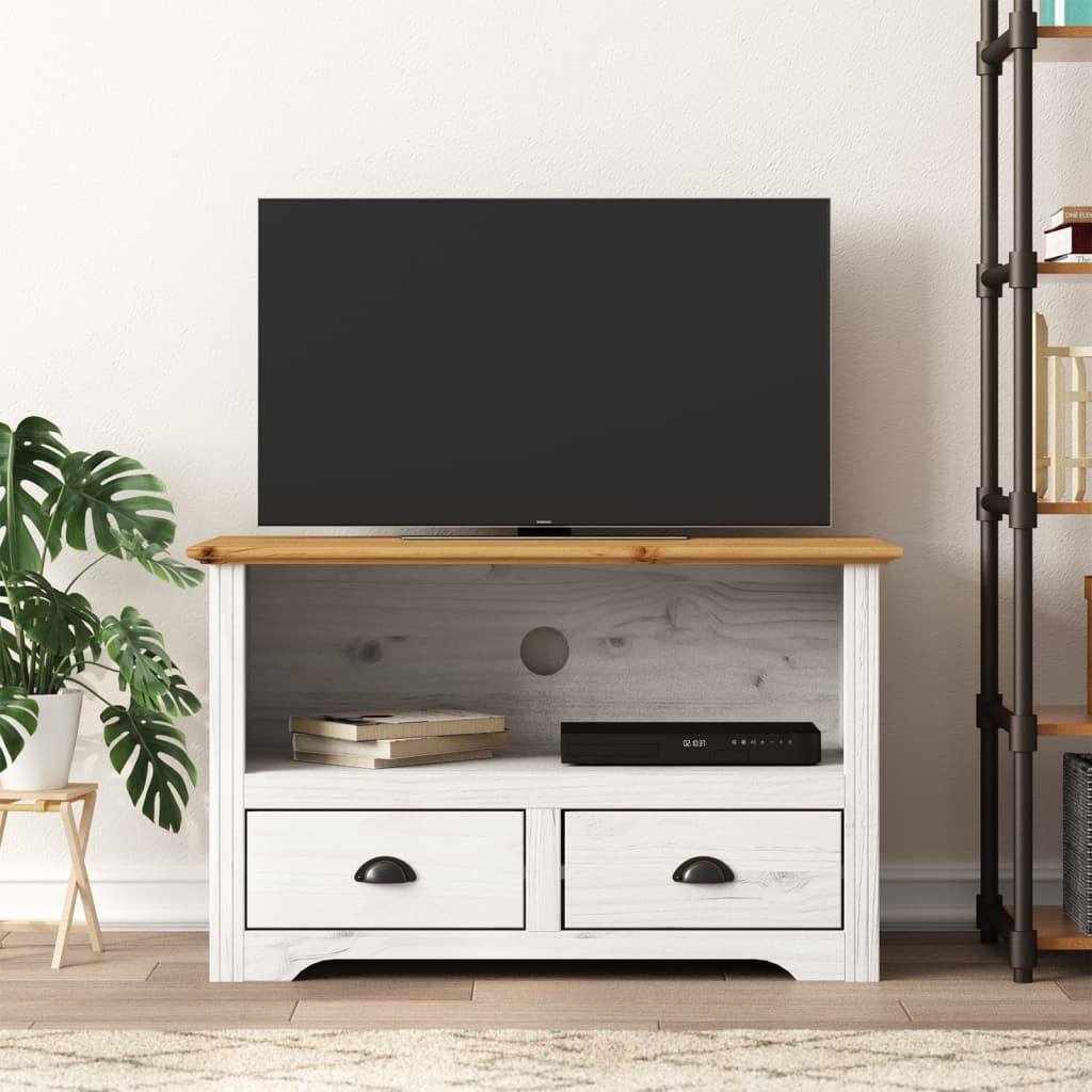 vidaXL tv-bord med 2 skuffer BODO 91x43x56 cm massivt fyrretræ brun