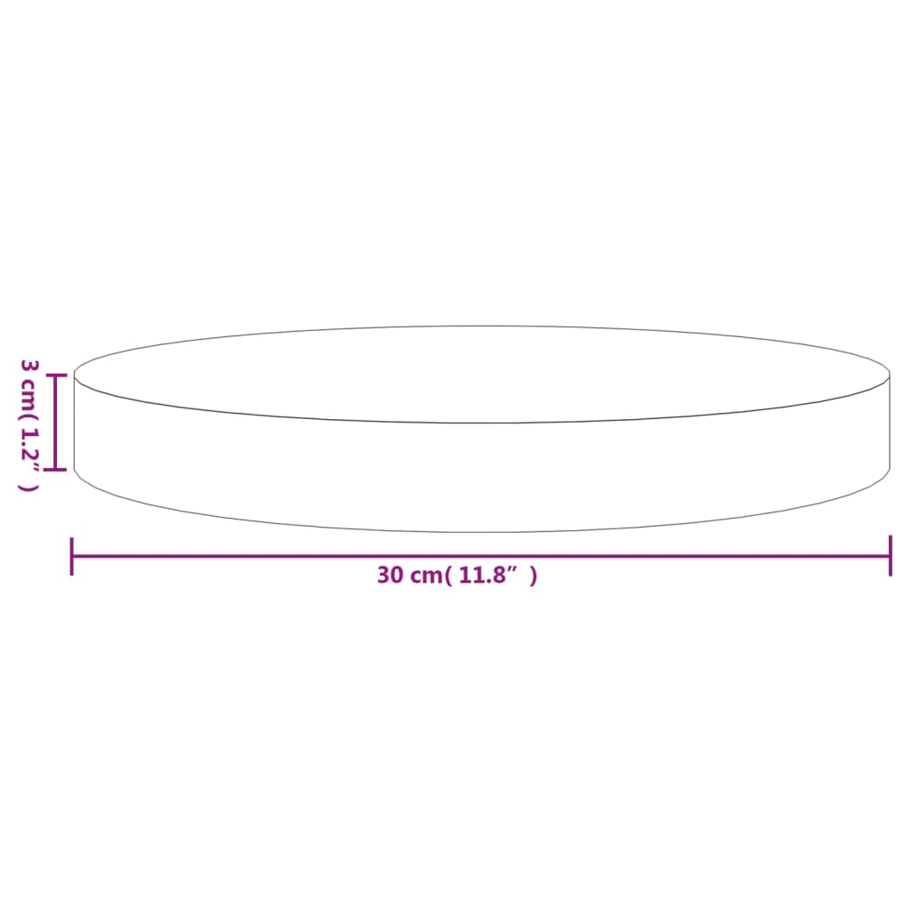 vidaXL bordplade Ø30x3 cm rund massivt fyrretræ hvid